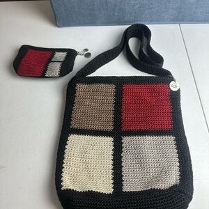 The Sak Shoulder Bag & Coin Purse Red Black & White Color Block